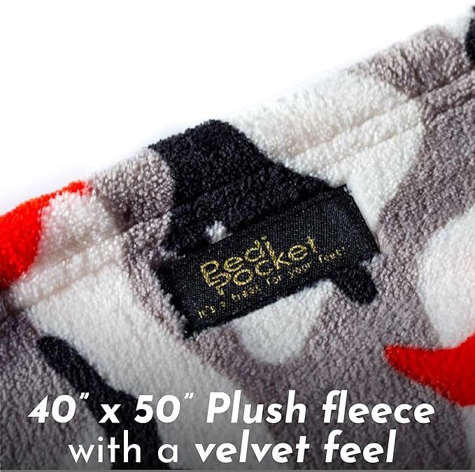 PediPocket Kidz Patented Foot Blanket – Cool Camo – 40” x 50” with 15” Deep Foot Pocket, Plush Velvety Fleece Blanket for Kids,Everyday Luxurious Comfort, Machine Washable, Gift Idea (Non-Electric)