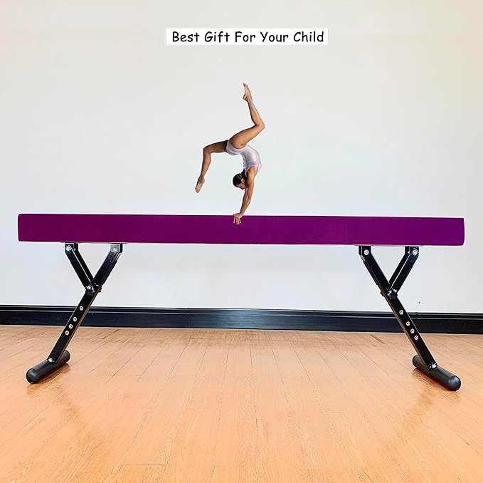 Adjustable Balance Beam 8 ft Gymnastic Beam Adjustable Height for Kids and Teenage of All Gymnastic Levels, Gymnastic Training Beam Gymnastic Equipment for Athlete Home and Gym Club Use