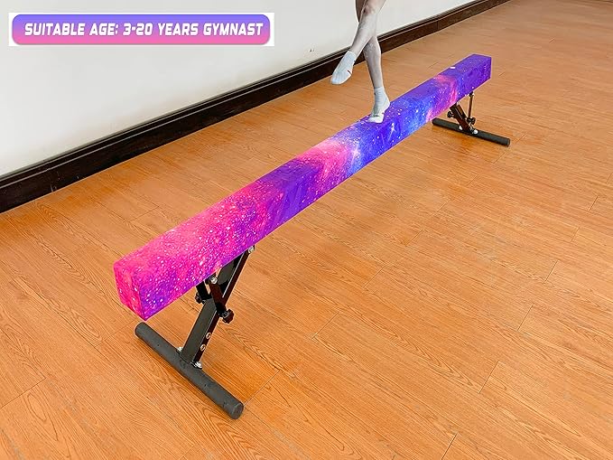 Adjustable Balance Beam 8 ft Gymnastic Beam Adjustable Height for Kids and Teenage of All Gymnastic Levels, Gymnastic Training Beam Gymnastic Equipment for Athlete Home and Gym Club Use