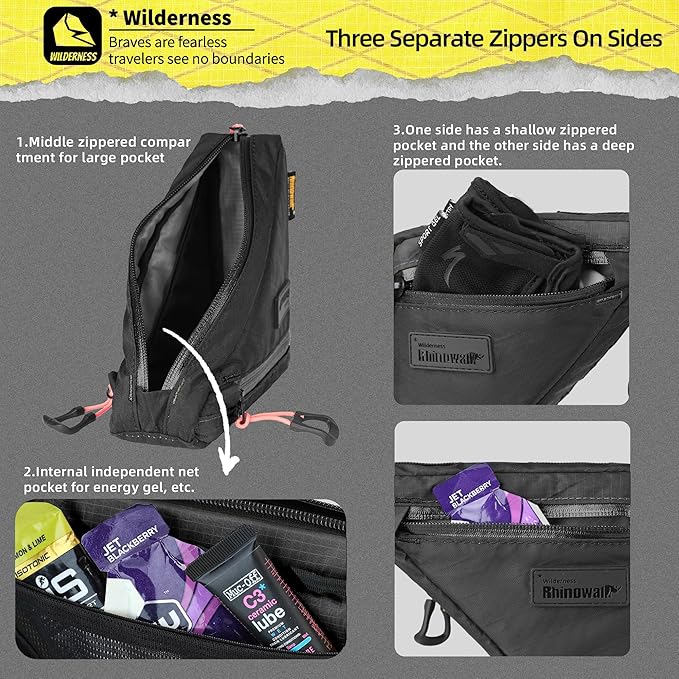 Rhinowalk Bicycle Front Frame Bag Waterproof Bicycle Bag 0.9L Cycling Accessories Nylon Pack Pouch for MTB Road Bike Cycling Commuting and Outdoor Adventures