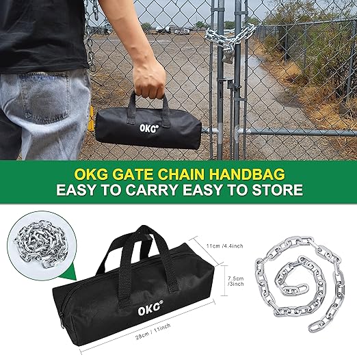 OKG Heavy Duty Security Chain, 3.9ft x 5/16" Thick Outdoor Gate Chain, Cut Proof Chain Made of Hardened Alloy Steel Chain, Ideal for Fence Gates, Bicycles, Moped, Trailers, Generator, etc