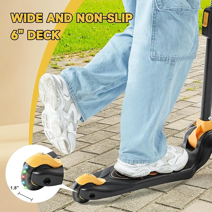 GLAMUP Kids Kick Scooter 3 Wheels, Kids Scooter Height Adjustable Handlebar, Lean-to-Steer System & Easy-Folding Mechanism, Ages 3-14 Boys and Girls