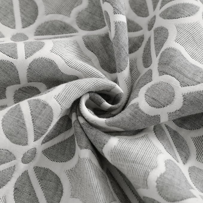 NTBAY 3 Layer Toddler Blanket, Muslin Cotton Jacquard Bed Blankets, Lightweight Thermal Baby Blanket, Super Soft and Warm Crib Blanket for All Seasons, Decoration Gift, 30"x40", Grey Clover