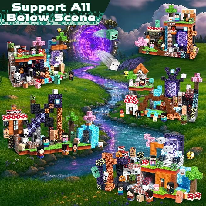 300PCS Magnetic Blocks - Magnet Building Blocks, Stacking Magents Cubes Toys Adventure Set Theme, STEM Montessori Sensory Toys for Kids Boys and Girls Ages 3 4 5 6 7 8 9 10 Birthday Gifts