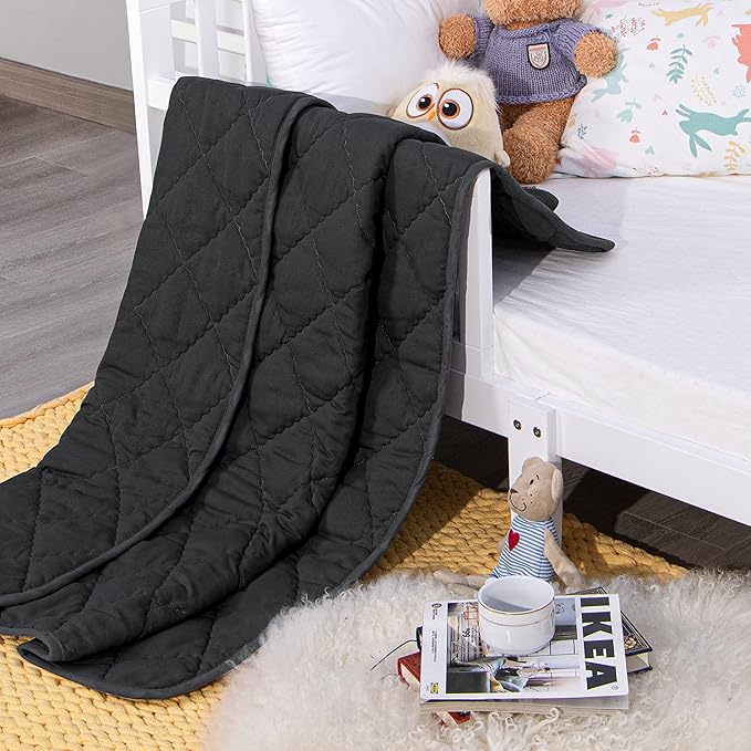 NTBAY Down Alternative Oversized Toddler Comforter, Super Soft and Warm Solid Color Baby Crib Quilted Blanket, 43x60 inches, Black