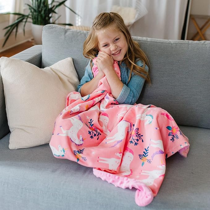 Wildkin Plush Baby Blanket – Soft & Cozy Comfort, Ideal for Toddlers, Travel & Daycare - Magical Unicorns