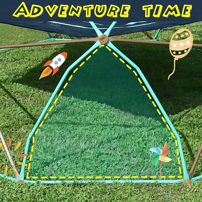 Merax 13FT Climbing Dome with Hammock, Outdoor Geometric Dome Climber Play Center for Kids 3-10 Supporting 1000 lbs, Easy Assembly Jungle Gym