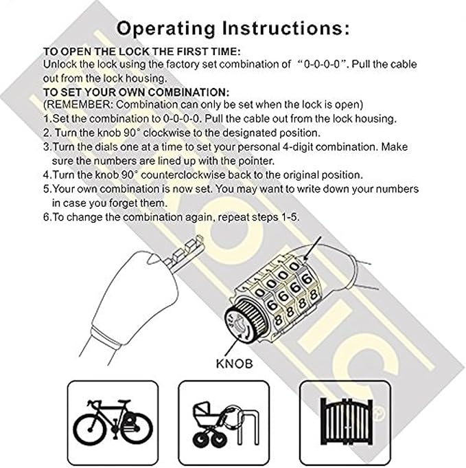 Etronic Bike Lock M6, Cable Lock 6 Feet Long Coiled Security Resettable Combo Combination Lock Bicycle Lock with Mounting Bracket