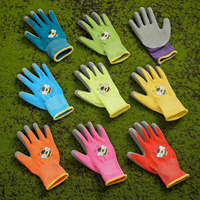 18 Pairs Kids Gardening Gloves Children Garden Glove Foam Rubber Coated Yard Work Gloves for Kids Toddlers Youth Boys Girls (Small (Age 3-5))
