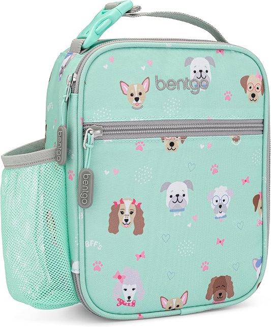 Bentgo® Kids Insulated Lunch Tote - Water-Resistant, Reusable, Lightweight & Durable Lunch Bag with Water Bottle Holder & Mesh Pocket, Fits Lunch Box & Water Bottle - Ideal for Ages 3+ (Puppy)