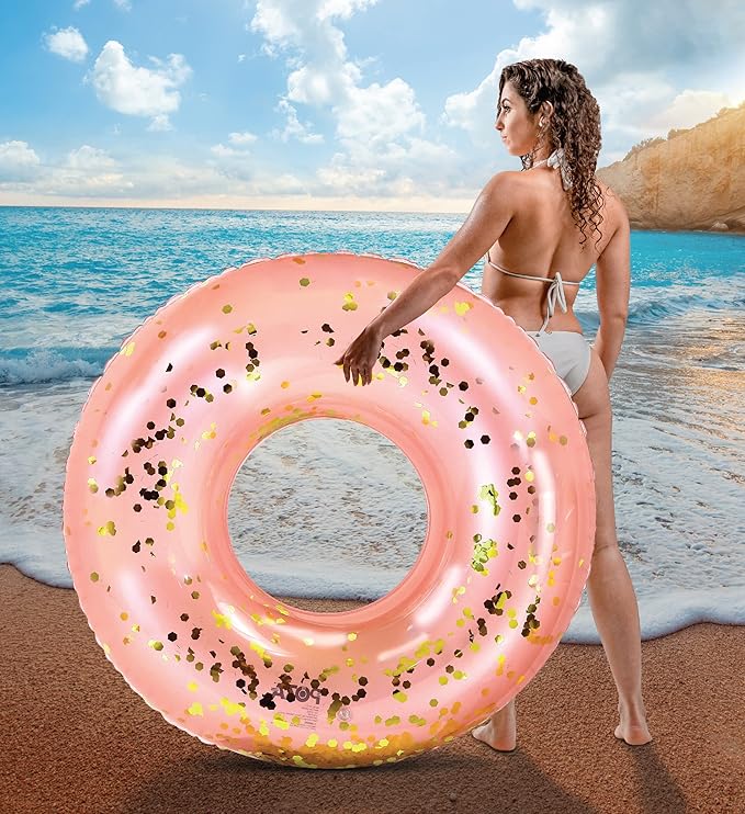 CoTa Global Inflatable Pool Float Tube Confetti Premium Swim Ring Heavy Duty Vinyl Flotation Pool Floats Toy for The Beach, Party, Vacation, UV Resistant - Pool Party