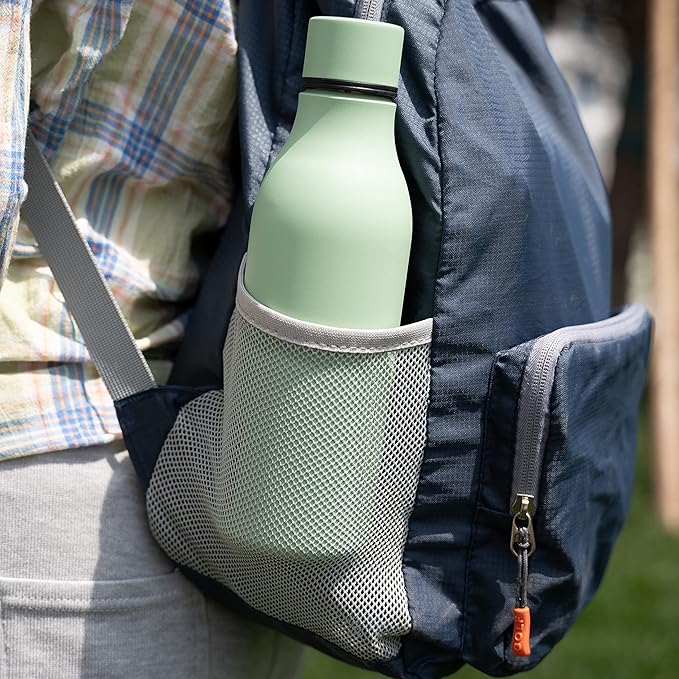 BJPKPK Insulated Water Bottles, 18 oz Stainless Steel Metal Water Bottle with Strap, BPA Free Leak Proof Thermo, Mugs, Flasks, Reusable Water Bottle for Sports & Travel, Macaron Green