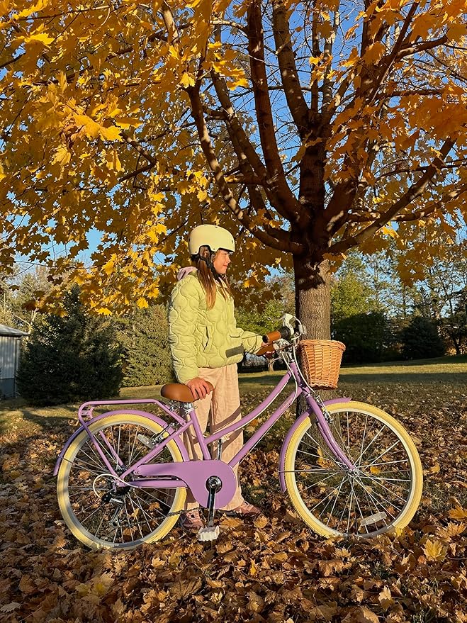 Glerc 20 24 26 Inch Beach Cruiser Bike, 6-Speed Hybrid City Bicycle for Girls Youth and Over 6 Years Old, Missy Bike with Wicker Basket & Lightweight, Multiple Colors