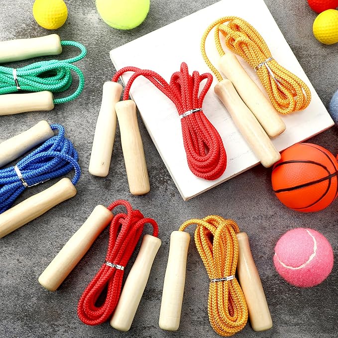 8.53 Ft Jump Ropes for Kids Adults Adjustable Cotton Skipping Rope with Wooden Handle for Multiplayer Double Dutch Jump Rope Exercise Outdoor Fun School Sport Game Gift