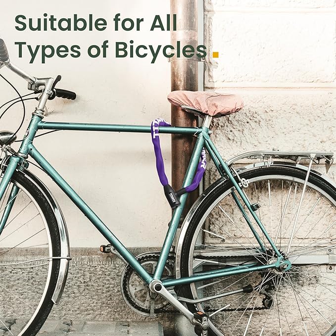 Titanker Bike Chain Lock with Keys, 3.3 Feet Security Heavy Duty Anti-Theft Bicycle Chain Locks for Bike, Motorcycle, Bicycle, Door, Gate, Fence, Grill (6mm, 8mm, 10mm Thick Chain)