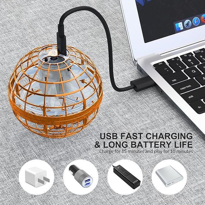 2025 Flying Orb Ball Toy,Cosmic Globe Boomerang Hover Ball Galactic Fidget Spinner, Hand Drone Orbit, Cool Toys Gift for 6 7 8 9 10+ Year Old Boys Girls Teens Outdoor Toys(Orange)