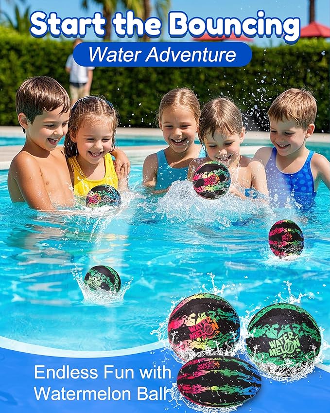 Watermelon Ball Water Skipping Ball – Water Pool Toys & Bouncing Games for Swimming Pool, Beach & Lake, Perfect for Kids Ages 8-12, Teens & Family Fun, Summer Must Have