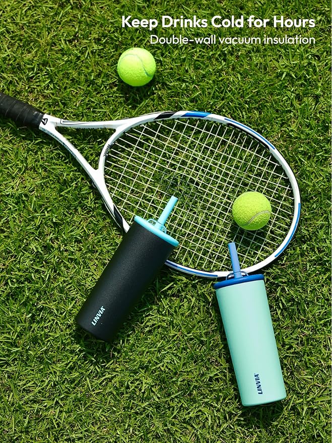 Candy Tumbler, 20 oz Kids Insulated Stainless Steel Water Bottle with Spill Resistant Silicone-Metal Straw and 2-in-1 Lid, BPA-Free, Cup Holder Friendly, Dishwasher Safe, Teal