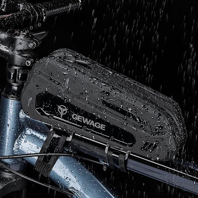 GEWAGE Bike Bag Bicycle Front Frame Bag Bike Phone Holder Bike Phone Bag Top Tube Bag Handlebar Bags Bike Accessories for Mountain Road Bike, Black