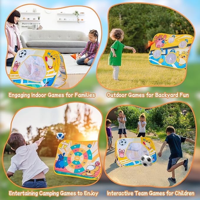 Giant 3 in 1 Bean Bag Toss Game for Kids, Toddler Outdoor Toss Toys for 2 3 4 5 6 7 8 Year Old Boys Girls, Family Party Supplies, Cornhole Party Carnival Games, Lawn Backyard Outside Birthday Gifts