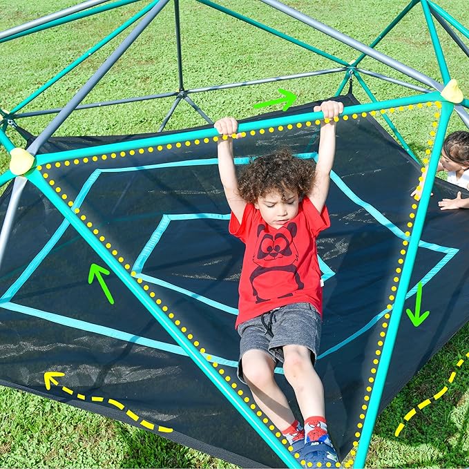 Merax 13FT Climbing Dome with Hammock, Outdoor Geometric Dome Climber Play Center for Kids 3-10 Supporting 1000 lbs, Easy Assembly Jungle Gym