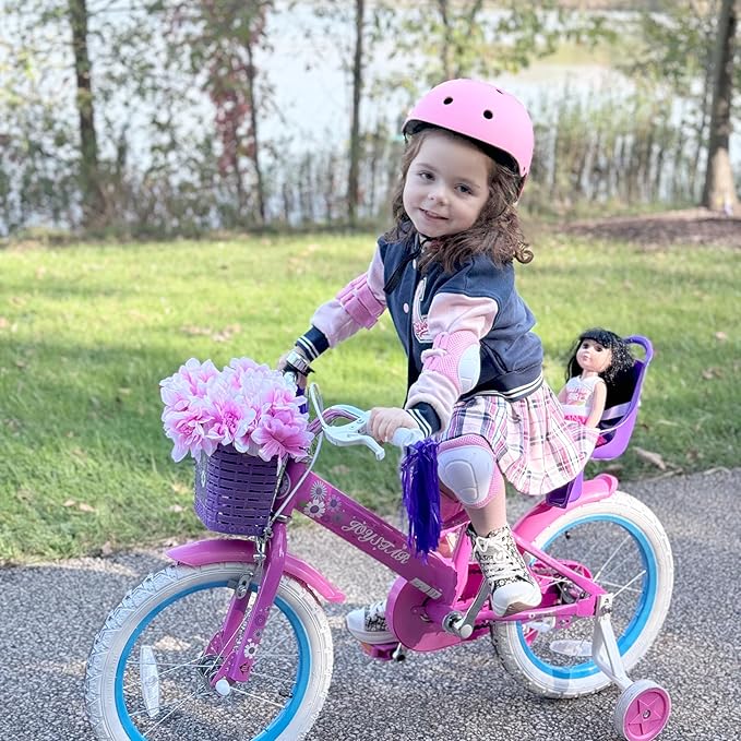 JOYSTAR Little Daisy Kids Bike for Girls Boys Ages 2-7 Years, 12 14 16 Inch Girls Bikes with Doll Bike Seat & Streamers, Boys Bike with Flag & Number Plate, Multiple Colors