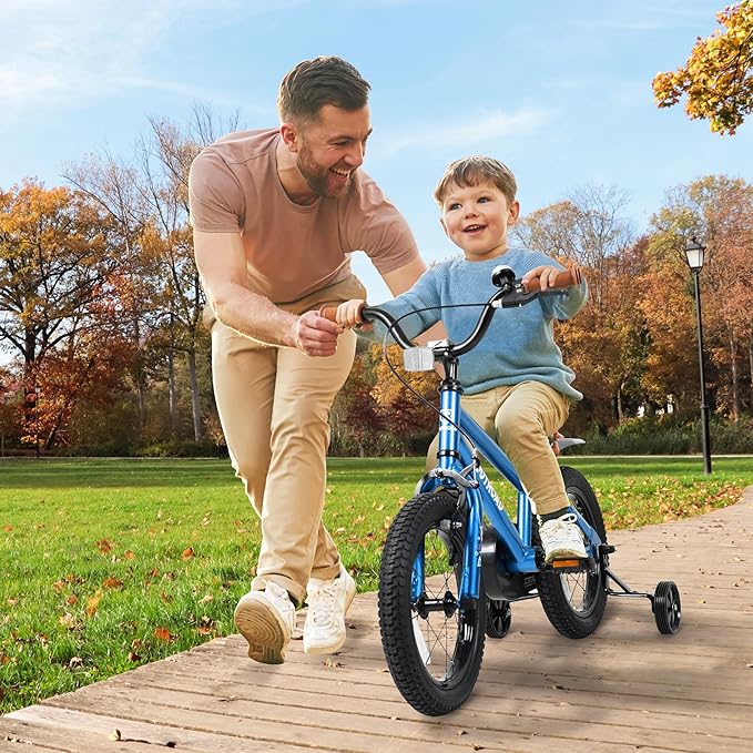 Outroad Kids Bike for Boys Girls Age 3-9 Years Old, 14 16 18 Inch Kid's Bike with Training Wheels, Children Bicycles for Toddler, Blue and Red