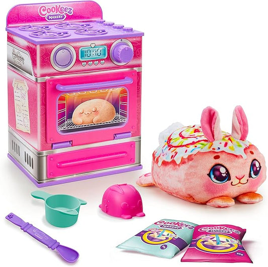 Cookeez Makery Cinnamon Treatz Oven – Interactive Bake & Reveal Oven Playset with Mystery Scented Plush (Cinnamon Pooch, Fondant Feline, or Strawberry Swirl), Mixing Tools, Dough, & Accessories, 5+