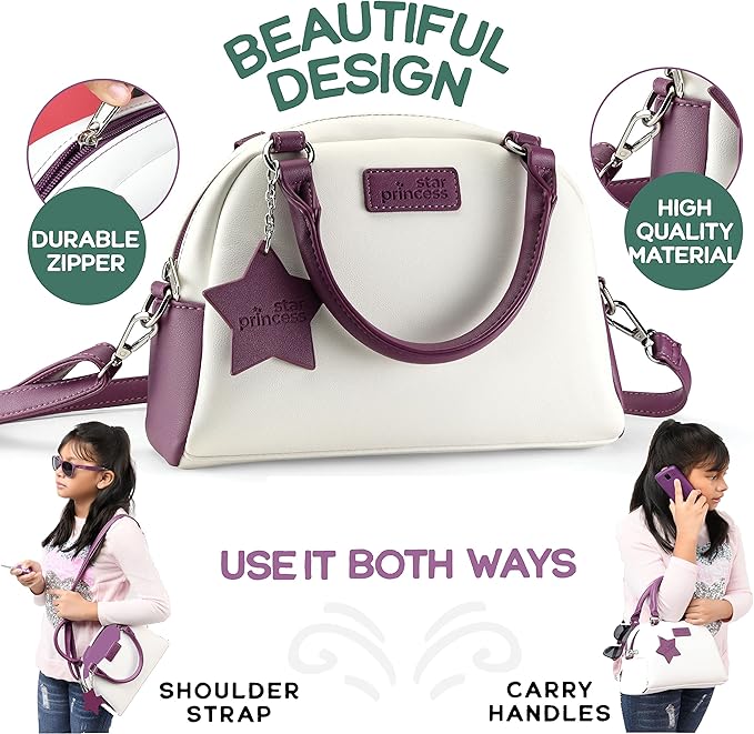 Play Purse for Little Girls - Toddler Purse with Accessories and Pretend Makeup, Kids Toy Purse Includes Handbag, Phone, Wallet, Play Makeup Pretend Play Toys Birthday Gift for Girls Age 3 4 5 6 7 8 +