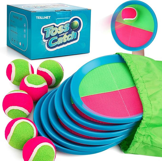 Toss and Catch Ball Set for Toddlers Kids Adults - 6 Pack - Beach Toys Pool Toys Outdoor Yard Games for Family- Sturdy & Water-Resistant - Classic Gift for Boys Girls 3 4 5 6 7 8 9 10 11 12+ Years Old