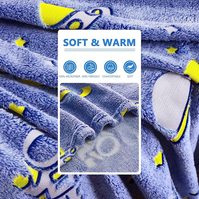 Astronauts Gifts Toys for Boys Kids, Glow in The Dark Astronauts Blanket,Birthday Presents Decor for Kids Age 3-14 Year Old Son Teen Child Toddler Luminous Christmas Bedroom Blanket 50"x60"