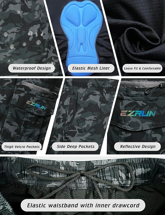 Men's Mountain Bike Shorts 3D Padded Bicycle Biking Shorts Quick Dry Lightweight MTB Cycling Shorts