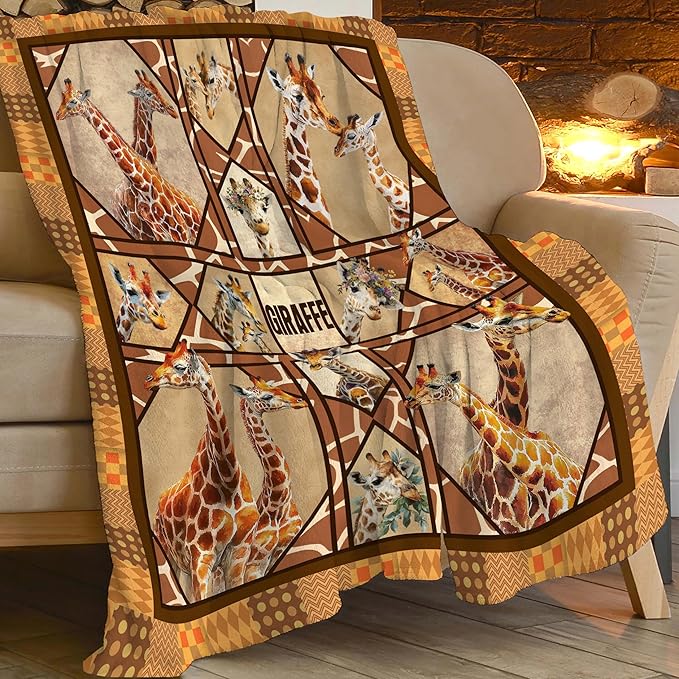 Giraffe Throw Blanket Giraffe Stuff Gifts for Kids Girls Boys Adults Women Men Soft Cozy Warm Plush Fluffy Fuzzy Fleece Blanket Decor 40''X50''
