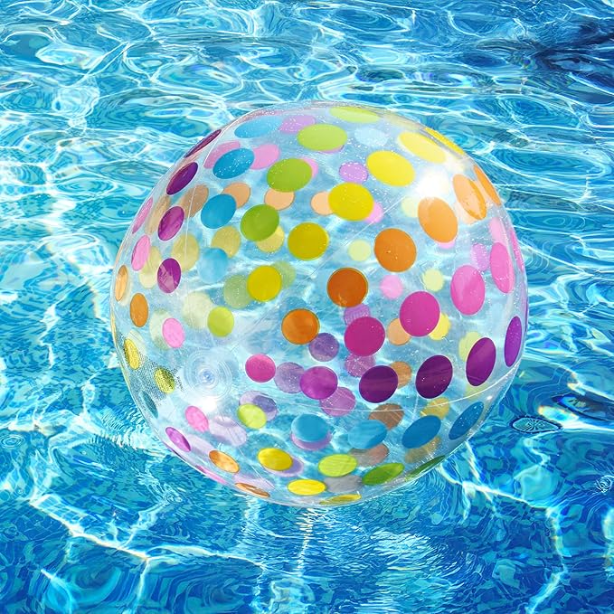 GiftExpress 40" Polka Dot Beach Ball - Giant Transparent Inflatable Ball for Swimming Pool Party - Summer Outdoor Water Toy & Decoration
