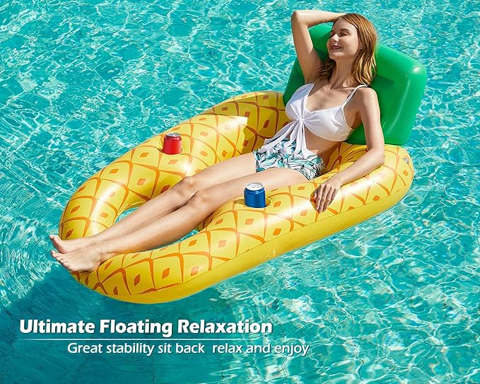 Jasonwell Inflatable Pool Float Adult - Pool Floaties Lounger Floats Raft Floating Chair Water Floaty for Swimming Pool Lake Lounge Float with Cup Holders Beach Pool Party Toys for Adults Kids