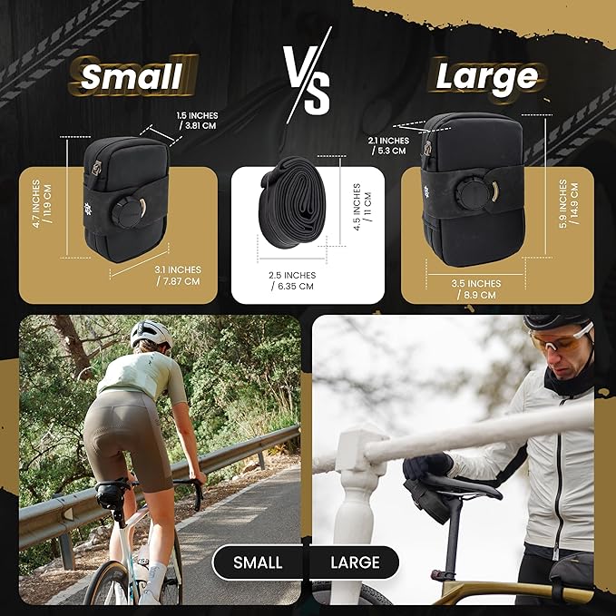 Lumiere & Co. Falcon Magnetic Bike Saddle Bag – 0.69L | 6" x 3.5" x 2" | Sleek Minimalist Brick Design, Fast Magnetic Buckle Attachment | Road Cycling–Specific Bike Seat Bag (Black, Large)