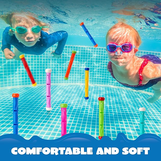 JOYIN Diving Sticks Pool Toys, 8 Pcs Underwater Training Pool Dive Stick for Kids, Colorful Swimming Toy Sinking Throwing Sticks for Kids Gifts Summer Swim Training Water Fun Pool Games(Sticks)