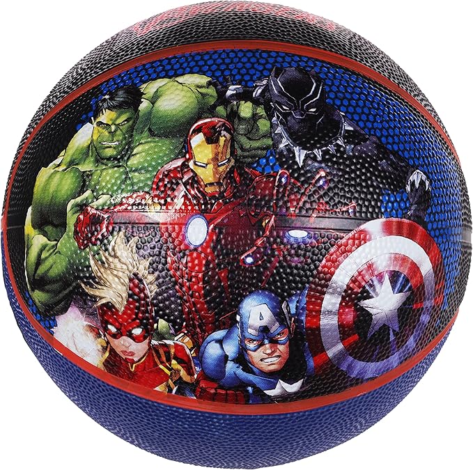 Marvel Avengers Basketball Size 6, Captain America, Iron Man, Captain Marvel, Black Panther, and Hulk Indoor and Outdoor Game Youth Sports Ball for Boys and Girls, Black