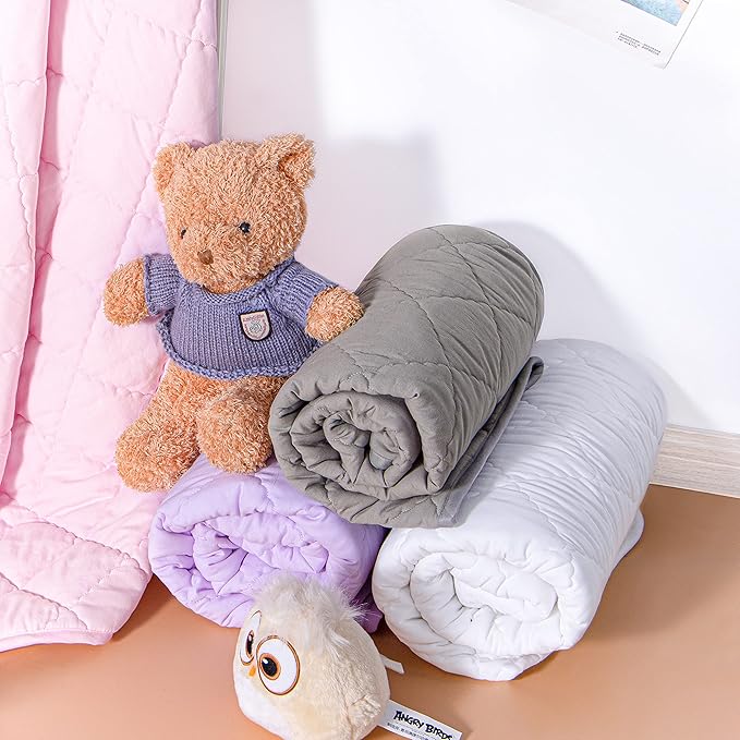 NTBAY Down Alternative Oversized Toddler Comforter, Super Soft and Warm Solid Color Baby Crib Quilted Blanket, 43x60 inches, Smoke Grey