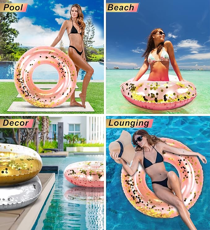 CoTa Global Inflatable Pool Float Tube Confetti Premium Swim Ring Heavy Duty Vinyl Flotation Pool Floats Toy for The Beach, Party, Vacation, UV Resistant - Pool Party