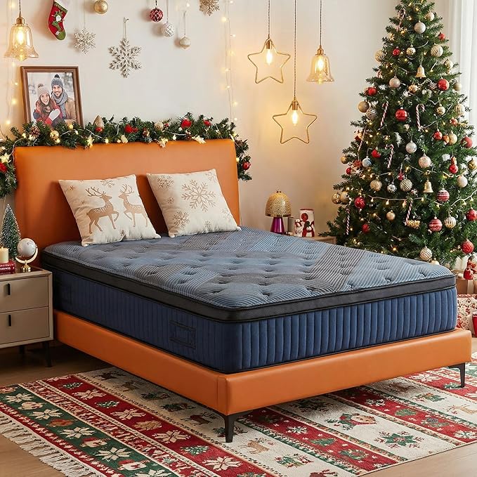 10 Inch Full Size Mattress in a Box, Medium Firm Hybrid with Lumbar Foam and Zoned Pocket Springs for Pressure Relief and Edge Support