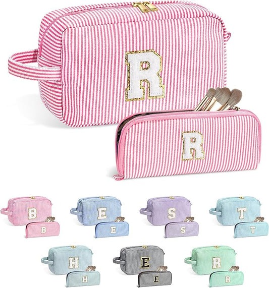 YOOLIFE Gifts for Teen Girls - Personalized Initial Makeup Bag, Birthday Gifts for Women Sister Friend Daughter Girls Kids