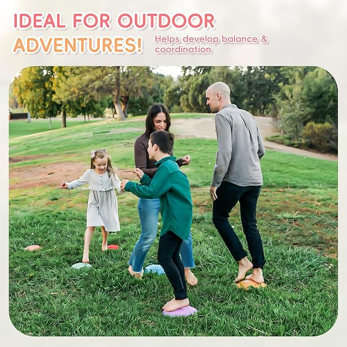 OUTREE Stepping Stones for Kids, 6 Pcs Balance Training and Sensory Coordination Turtle Stepping Stones for Obstacle Course，Non-Slip Bottom Balance Stones for Indoor or Outdoor Play