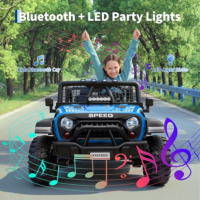 24V 2 Seater Kids Electric Truck with Parent Remote Control, 4WD Ride on Car for Toddlers & Kids 4-8, 100Min Battery, Dual Motor, All Terrain Electric Vehicle Gift for Boys Girls
