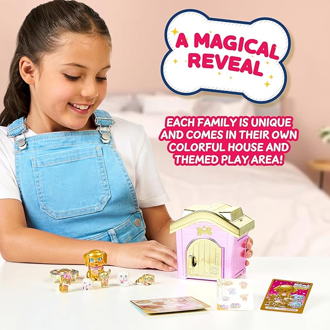 Little Live Pets Dog House Playset Pack, Mama Surprise Families with 7 Assorted Styles, Interactive Fold-Out Dog Playset Toy for Kids 5+