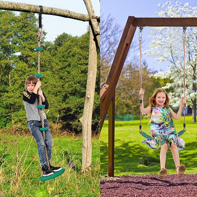 RedSwing Kids Belt Swing Seat and Plastic Climbing Rope Swing for Outside Playground, Safe Playground Swing Set Replacement for Children's Indoor and Outdoor Play, 330 Pounds Capacity - Green