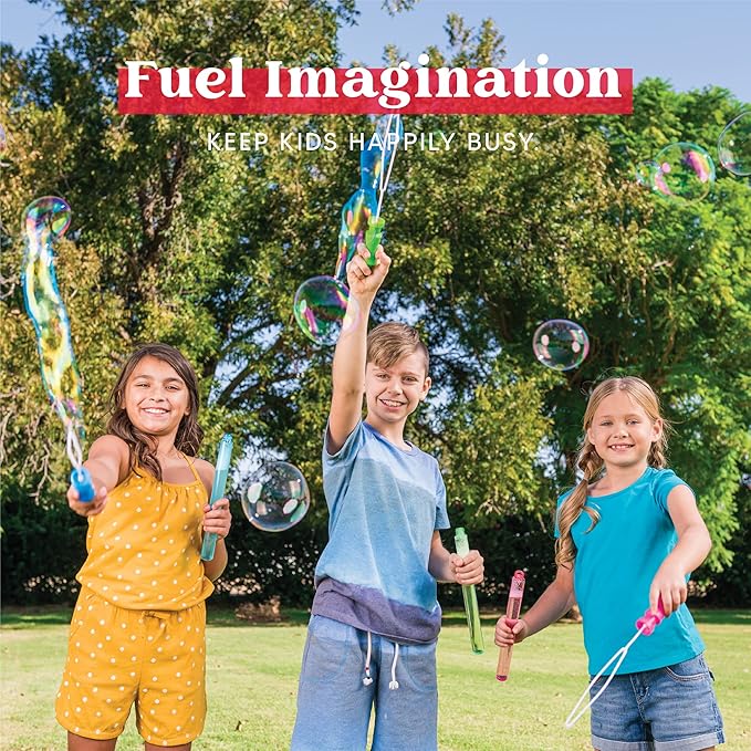 JOYIN 24 Pack 14’’ Bubble Wands Assortment, 6 Colors Giant Bubble Wands Party Favors Kids Summer Toys Outdoor Play Toys Games Christmas Birthday Party