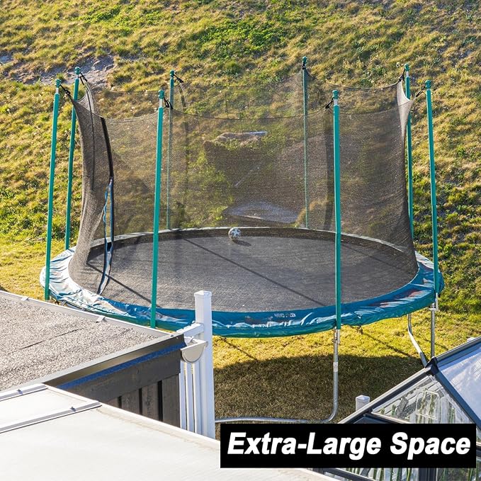 Trampoline Net Replacement Trampoline Safety Round Frame Enclosure Weather Resistant Breathable Net with Double Headed Zippers