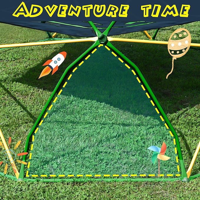 Merax 12FT Climbing Dome with Hammock, Outdoor Geometric Dome Climber Play Center for Kids 3-10 Supporting 1000 lbs, Easy Assembly Jungle Gym