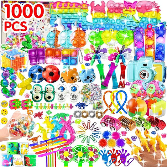 1000pcs Party Favors for Kids, Fidget Toys Pack, Birthday Gifts, Classroom Prize Boxes, Treasure Box, Goodie Bag Stuffers,Carnival Prizes, Easter Eggs Fillers